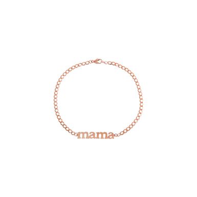 Solid Lowercase Mama Plate Cuban Chain Bracelet 14K Rose Gold