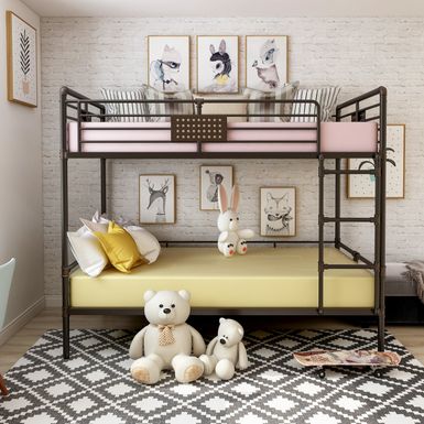 Industrial Metal Full Over Full Bunk Bed in Antique Black