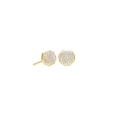 Kendra Scott Nola Gold Stud Earring (Gold/Iridescent Drusy)