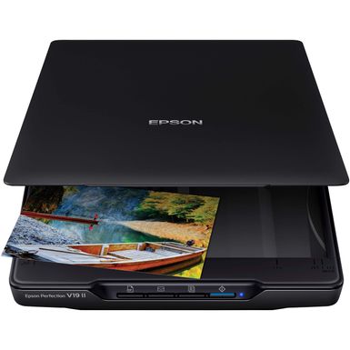 Epson - Perfection V19 II Color Photo and Document Flatbed Scanner - Black