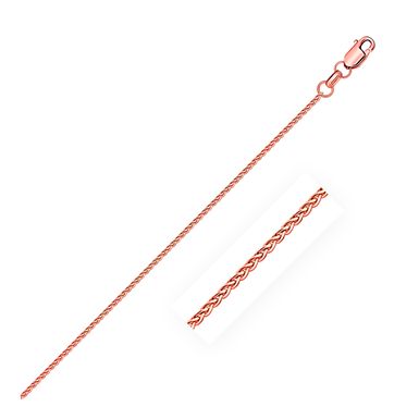 14k Rose Gold Diamond Cut Round Wheat Chain 1.1mm (16 Inch)