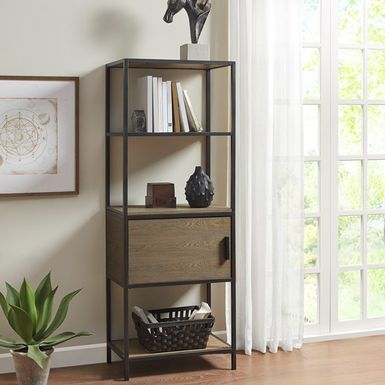 Grey Darley 3-Shelf Bookcase with Storage Cabinet