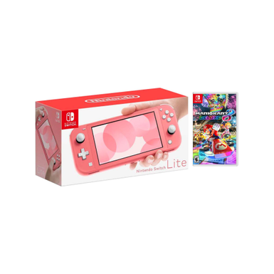 Nintendo Switch Lite Coral + Mario Kart 8 Deluxe Bundle