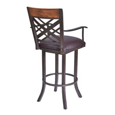 Tahiti 30" Arm Barstool in Auburn Bay finish with Brown Pu upholstery