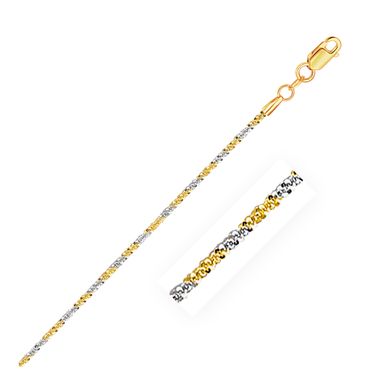 14k White and Yellow Gold Two Tone Sparkle Chain 1.5mm (18 Inch)