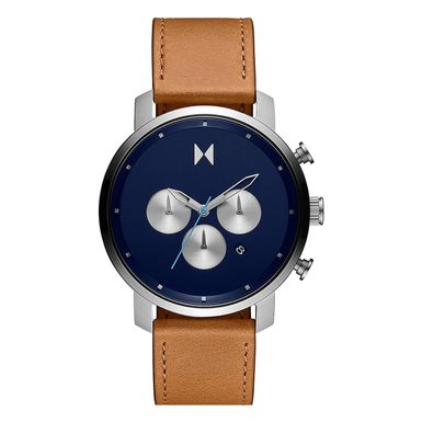 MVMT - Mens Chrono Tan Leather Strap Watch Blue Dial