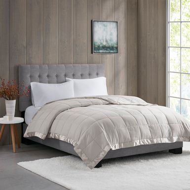 Grey Windom Lightweight Down Alternative Blanket with Satin Trim King