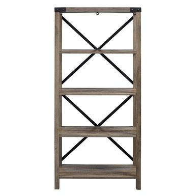 Walker Edison - 64 Farmhouse 4-Shelf Bookcase - Grey Wash