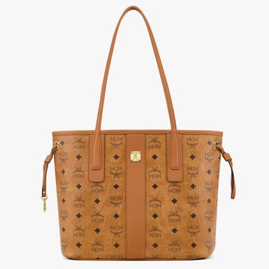 MCM Reversible Liz Small Visetos Tote- Cognac