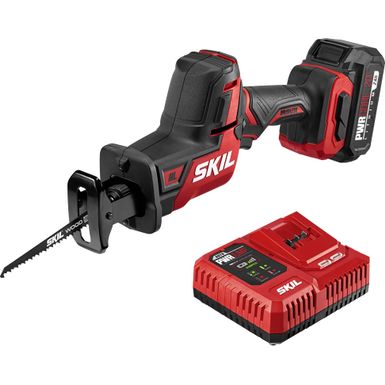 Skil - PWR CORE 20 Brushless 20V Compact Reciprocating Saw with Battery and Auto PWR JUMP Charger - Black/Red