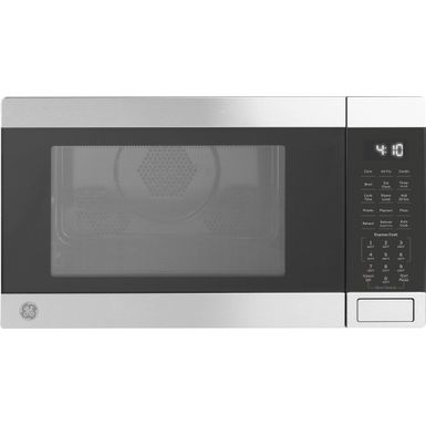 GE - 1.0 Cu. Ft. Convection Countertop Microwave with Air Fry - Stainless Steel