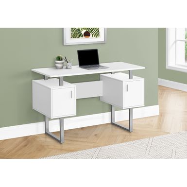 Computer Desk/ Home Office/ Laptop/ Storage/ 48"L/ Work/ Metal/ Laminate/ White/ Grey/ Contemporary/ Modern