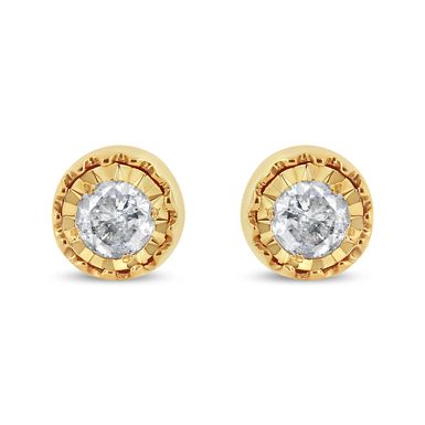 10K Yellow Gold Plated .925 Sterling Silver 3/8 Cttw Diamond Miracle Set Stud Earrings (J-K Color, I3 Clarity)