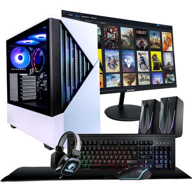 Periphio Castle Gaming PC Computer | AMD Ryzen 5 5600G | Radeon Vega 7 Graphics | 1TB Solid State (SSD) | 16GB DDR4 RAM | Windows 11 | RGB Battlestation Gaming Bundle