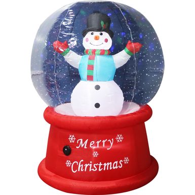 Fraser Hill Farm 6-Ft. Tall Multicolor Prelit Snowman Snow Globe Inflatable with Music