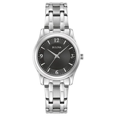 Bulova  - Ladies Corporate Collection Silver-Tone Stainless Steel Watch Black Dial