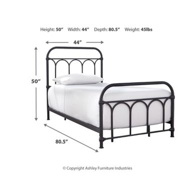 Black Nashburg Twin Metal Headboard/Footboard/Rails