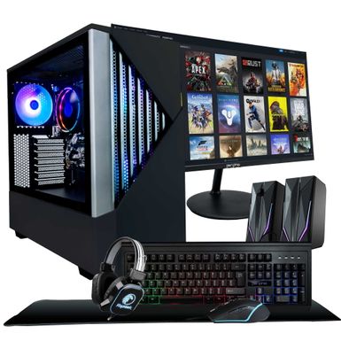 Periphio Reaper Gaming PC Computer | AMD Ryzen 5 5600G | Radeon Vega 7 Graphics | 1TB Solid State (SSD) | 16GB DDR4 RAM | Windows 11 | RGB Battlestation Gaming Bundle