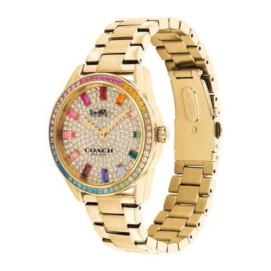 Coach - Ladies Preston Rainbow Crystal & Gold Stainless Steel Watch Crystal Dial