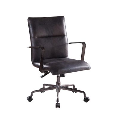 ACME Indra Office Chair, Onyx Black Top Grain Leather