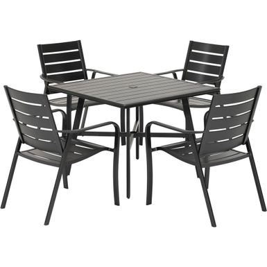 Cortino 5pc Dining Set: 4 Alum Slat Dining Chairs and 1 38" Square Slat Table