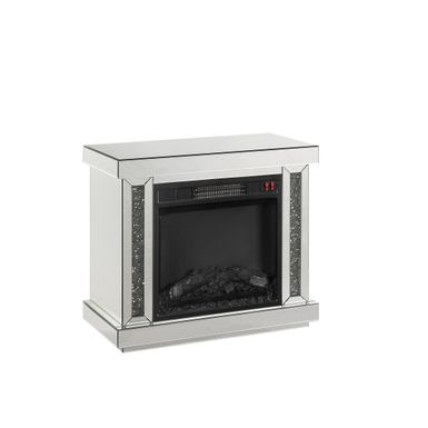 ACME Noralie Fireplace, LED, Mirrored & Faux Diamonds