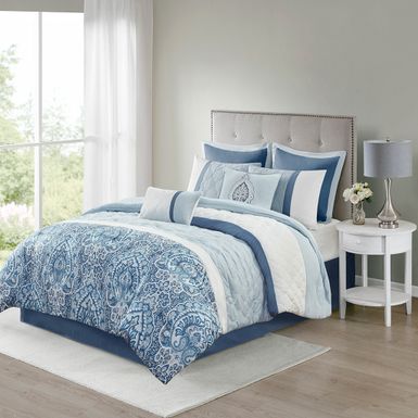 Blue Shawnee 8 Piece Comforter Set Cal King