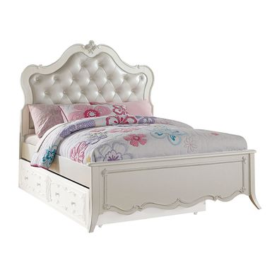 ACME Edalene Twin Bed, Synthetic Leather & Pearl White