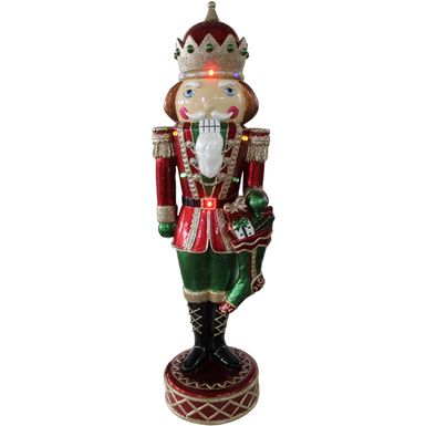 Fraser Hill Farm 22-Inch Indoor/Outdoor Musical Christmas Nutcracker with Bright, Multi-Color LED Lights and Metallic Finish