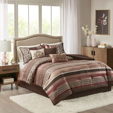 Red Princeton 7 Piece Comforter Set Cal King