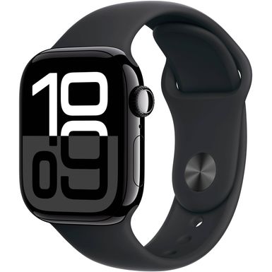 Apple Watch Series 10 (GPS) 42mm Aluminum Case with Black Sport Band - M/L - Jet Black - (2024)