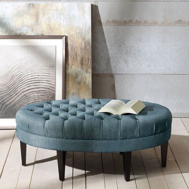 Delaney Surfboard Tufted Blue Ottoman