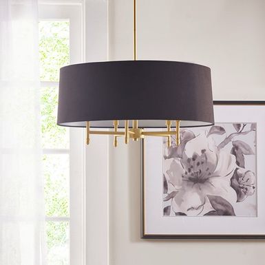 Presidio 5-Light Black Drum Shade Chandelier