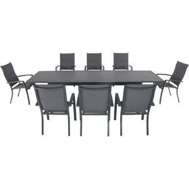 Naples 9pc: 8 High Back Padded Sling Chairs, Aluminum Extension Table