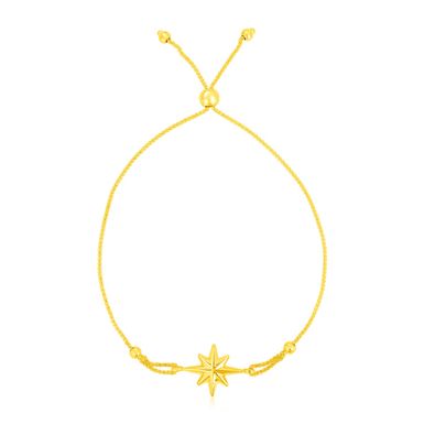 14k Yellow Gold Adjustable Bracelet with Star (9.25 Inch)