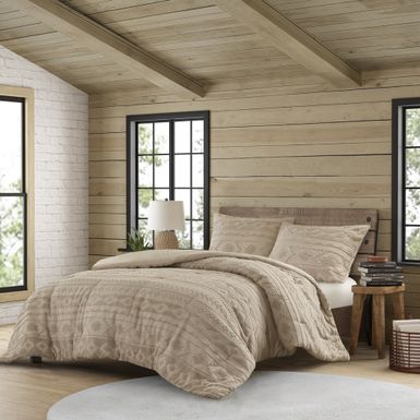 Tan Breckenridge Chenille Oversized Comforter Set, King/Cal King