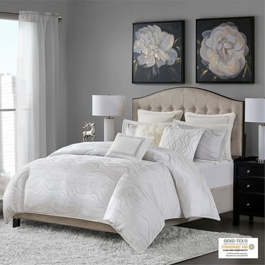 White Hollywood Glam Comforter Set Queen