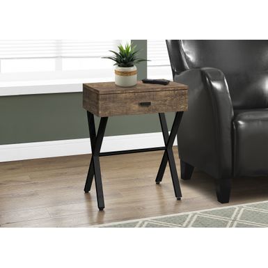 Accent Table/ Side/ End/ Nightstand/ Lamp/ Storage Drawer/ Living Room/ Bedroom/ Metal/ Laminate/ Brown/ Black/ Contemporary/ Modern