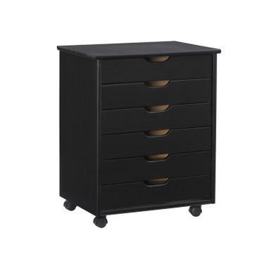 Carlisle Black Six Drawer Wide Rolling Storage Cart Black