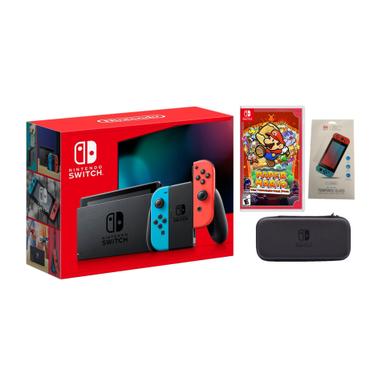 Nintendo Switch Neon + Paper Mario: The Thousand-Year Door Bundle with Accessories