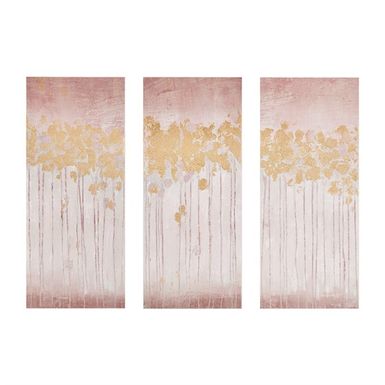 Twilight Forest Gold Foil Abstract 3-piece Canvas Wall Art Set