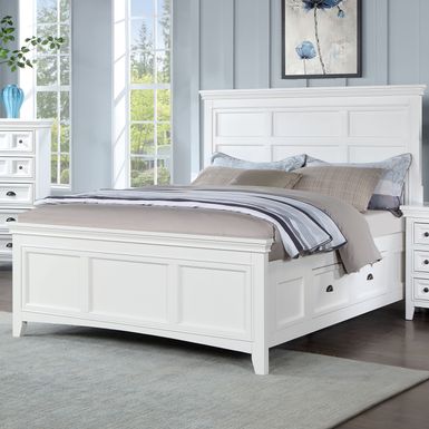 Transitional Wood 2-Drawer Full Bed in White