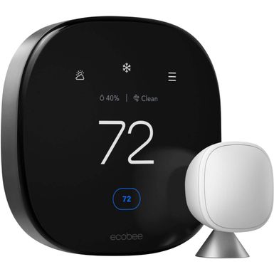 ecobee - Premium Smart Programmable Touch-Screen Thermostat with Siri Alexa Apple HomeKit and Google Assistant - Black