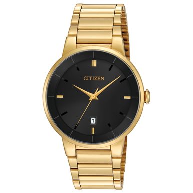 Citizen  - Mens Quartz Gold-Tone Watch Black Dial