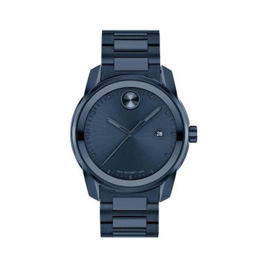 Movado - Mens BOLD Verso Blue Ion-Plated Stainless Steel Watch Blue Dial