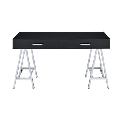 ACME Coleen Writing Desk w/USB, Black High Gloss & Chrome Finish