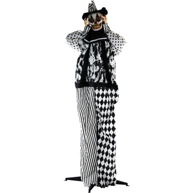 Life-Size Animatronic Clown with Lights and Sound, Indoor or Covered Outdoor Halloween Decoration