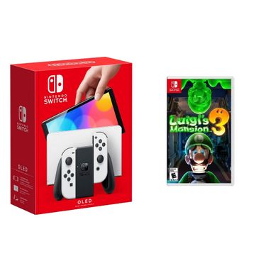 Nintendo - Switch OLED White + Luigi's Mansion 3 BUNDLE