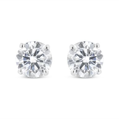 14K White Gold 2.00 Cttw Lab Grown Round Brilliant-Cut Diamond Classic 4-Prong Stud Earrings with Screw Backs (F-G color, VVS2-VS1 Clarity)