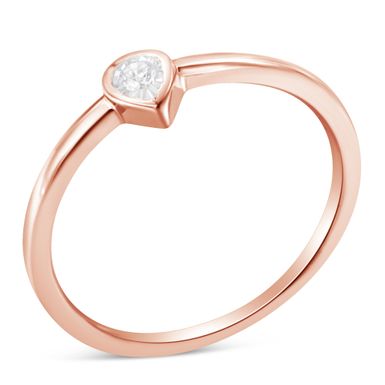 14K Rose Gold Plated .925 Sterling Silver 1/20 Carat Diamond Teardrop Pear-Shaped Miracle Set Petite Fashion Ring (J-K Color, I1-I2 Clarity) - Size 8